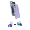 MARSİLYAN™- iPhone 17 Kılıf İz Işık Koleksiyonu - Siyah 3D Antistatik Seramik Nano Ekran Koruyucu + Bilvis Titan Kamera Lens - LA