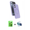 MARSİLYAN™- iPhone 17 Kılıf İz Işık Koleksiyonu - Siyah 3D Antistatik Seramik Nano Ekran Koruyucu + Raze Metal Kamera Lens - GS