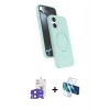 MARSİLYAN™- iPhone 17 Kılıf İz Işık Koleksiyonu - Siyah 3D Antistatik Seramik Nano Ekran Koruyucu + Bilvis Titan Kamera Lens - SH
