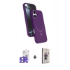 MARSİLYAN™- iPhone 17 Kılıf İz Işık Koleksiyonu - Siyah Bilvis 3D Cam Ekran Koruyucu + Bilvis Titan Kamera Lens - LA