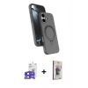 MARSİLYAN™- iPhone 17 Kılıf İz Işık Koleksiyonu - Siyah Bilvis 3D Cam Ekran Koruyucu + Bilvis Titan Kamera Lens - SH