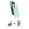 MARSİLYAN™- iPhone 17 Kılıf İz Işık Koleksiyonu - Siyah Bilvis 3D Cam Ekran Koruyucu + Bilvis Titan Kamera Lens - SH