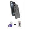 MARSİLYAN™- iPhone 17 Kılıf İz Işık Koleksiyonu - Siyah Bilvis 3D Cam Ekran Koruyucu + Bilvis Titan Kamera Lens - LA
