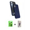 MARSİLYAN™- iPhone 17 Kılıf İz Işık Koleksiyonu - Siyah Bilvis 3D Cam Ekran Koruyucu + Raze Metal Kamera Lens - GS
