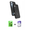 MARSİLYAN™- iPhone 17 Kılıf İz Işık Koleksiyonu - Siyah Bilvis 5in1 3D Magic Cam Ekran Koruyucu + Raze Metal Kamera Lens - AKYL
