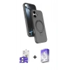 MARSİLYAN™- iPhone 17 Kılıf İz Işık Koleksiyonu - Siyah Bilvis 5in1 3D Magic Cam Ekran Koruyucu + Bilvis Titan Kamera Lens - AKYL