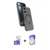 MARSİLYAN™- iPhone 17 Kılıf İz Işık Koleksiyonu - Siyah Bilvis 5in1 3D Magic Cam Ekran Koruyucu + Bilvis Titan Kamera Lens - LA