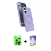 MARSİLYAN™- iPhone 17 Kılıf İz Işık Koleksiyonu - Siyah Bilvis 5in1 3D Magic Cam Ekran Koruyucu + Raze Metal Kamera Lens - GI