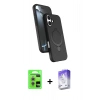 MARSİLYAN™- iPhone 17 Kılıf İz Işık Koleksiyonu - Siyah Bilvis 5in1 3D Magic Cam Ekran Koruyucu + Raze Metal Kamera Lens - GS