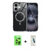 MARSİLYAN™- iPhone 17 Kılıf Kıvılcım Form Prime - Şeffaf Pasifik Cam Ekran Koruyucu + Raze Metal Kamera Lens - AKMI
