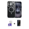 MARSİLYAN™- iPhone 17 Kılıf Kıvılcım Form Prime - Siyah 3D Antistatik Hayalet Cam Ekran Koruyucu + Bilvis Titan Kamera Lens - GS