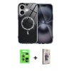 MARSİLYAN™- iPhone 17 Kılıf Kıvılcım Form Prime - Siyah Bilvis 3D Cam Ekran Koruyucu + Açık Mavi Raze Metal Kamera Lens