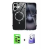 MARSİLYAN™- iPhone 17 Kılıf Kıvılcım Form Prime - Siyah Bilvis 5in1 5D Magic Hayalet Cam Ekran Koruyucu + Raze Metal Kamera Lens - AKMI