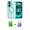 MARSİLYAN™- iPhone 17 Kılıf Kıvılcım Form Prime - Siyah Bilvis 5in1 5D Magic Hayalet Cam Ekran Koruyucu + Raze Metal Kamera Lens - AKMR