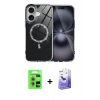 MARSİLYAN™- iPhone 17 Kılıf Kıvılcım Form Prime - Siyah Bilvis 5in1 5D Magic Hayalet Cam Ekran Koruyucu + Raze Metal Kamera Lens - AKYL