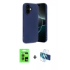 MARSİLYAN™- iPhone 17 Kılıf Kozmos Yansıma Özel Seri - Siyah 3D Antistatik Cam Ekran Koruyucu + Raze Metal Kamera Lens - GI