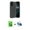 MARSİLYAN™- iPhone 17 Kılıf Kozmos Yansıma Özel Seri - Siyah 3D Antistatik Cam Ekran Koruyucu + Raze Metal Kamera Lens - GI