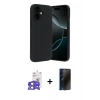 MARSİLYAN™- iPhone 17 Kılıf Kozmos Yansıma Özel Seri - Siyah 3D Antistatik Hayalet Cam Ekran Koruyucu + Bilvis Titan Kamera Lens - AKYL