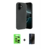 MARSİLYAN™- iPhone 17 Kılıf Kozmos Yansıma Özel Seri - Siyah 3D Antistatik Hayalet Cam Ekran Koruyucu + Raze Metal Kamera Lens - AKMI