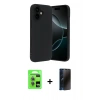 MARSİLYAN™- iPhone 17 Kılıf Kozmos Yansıma Özel Seri - Siyah 3D Antistatik Hayalet Cam Ekran Koruyucu + Raze Metal Kamera Lens - AKMI