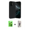MARSİLYAN™- iPhone 17 Kılıf Kozmos Yansıma Özel Seri - Siyah Bilvis 3D Cam Ekran Koruyucu + Açık Yeşil Raze Metal Kamera Lens