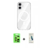 MARSİLYAN™- iPhone 17 Kılıf Kutup Klasik Serisi - Şeffaf Pasifik Cam Ekran Koruyucu + Raze Metal Kamera Lens - AKMR