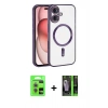 MARSİLYAN™- iPhone 17 Kılıf Nova Işık Özel Seri - Şeffaf 360 Full Body Arka Koruyucu + Açık Mor Raze Metal Kamera Lens