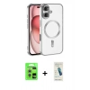 MARSİLYAN™- iPhone 17 Kılıf Nova Işık Özel Seri - Şeffaf Pasifik Cam Ekran Koruyucu + Raze Metal Kamera Lens - GS