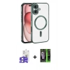 MARSİLYAN™- iPhone 17 Kılıf Nova Işık Özel Seri - Siyah 360 Mat Full Body Arka Koruyucu + Bilvis Titan Kamera Lens - LA