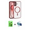 MARSİLYAN™- iPhone 17 Kılıf Nova Işık Özel Seri - Siyah 3D Antistatik Cam Ekran Koruyucu + Gümüş Raze Metal Kamera Lens