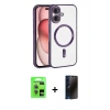 MARSİLYAN™- iPhone 17 Kılıf Nova Işık Özel Seri - Siyah 3D Antistatik Hayalet Cam Ekran Koruyucu + Raze Metal Kamera Lens - AKMI