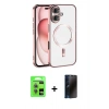 MARSİLYAN™- iPhone 17 Kılıf Nova Işık Özel Seri - Siyah 3D Antistatik Hayalet Cam Ekran Koruyucu + Raze Metal Kamera Lens - AKMI