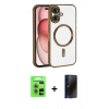 MARSİLYAN™- iPhone 17 Kılıf Nova Işık Özel Seri - Siyah 3D Antistatik Hayalet Cam Ekran Koruyucu + Raze Metal Kamera Lens - AKMR