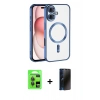 MARSİLYAN™- iPhone 17 Kılıf Nova Işık Özel Seri - Siyah 3D Antistatik Hayalet Cam Ekran Koruyucu + Raze Metal Kamera Lens - GI