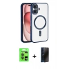 MARSİLYAN™- iPhone 17 Kılıf Nova Işık Özel Seri - Siyah 3D Antistatik Hayalet Cam Ekran Koruyucu + Raze Metal Kamera Lens - GI