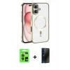 MARSİLYAN™- iPhone 17 Kılıf Nova Işık Özel Seri - Siyah 3D Antistatik Hayalet Cam Ekran Koruyucu + Raze Metal Kamera Lens - GI