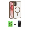 MARSİLYAN™- iPhone 17 Kılıf Nova Işık Özel Seri - Siyah 3D Antistatik Hayalet Cam Ekran Koruyucu + Raze Metal Kamera Lens - GI