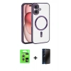 MARSİLYAN™- iPhone 17 Kılıf Nova Işık Özel Seri - Siyah 3D Antistatik Hayalet Cam Ekran Koruyucu + Raze Metal Kamera Lens - GS