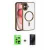 MARSİLYAN™- iPhone 17 Kılıf Nova Işık Özel Seri - Siyah 3D Antistatik Hayalet Cam Ekran Koruyucu + Raze Metal Kamera Lens - GS