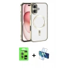 MARSİLYAN™- iPhone 17 Kılıf Nova Işık Özel Seri - Siyah 3D Antistatik Seramik Nano Ekran Koruyucu + Raze Metal Kamera Lens - AKMI