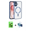 MARSİLYAN™- iPhone 17 Kılıf Nova Işık Özel Seri - Siyah 3D Antistatik Seramik Nano Ekran Koruyucu + Gri Raze Metal Kamera Lens