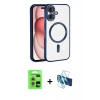 MARSİLYAN™- iPhone 17 Kılıf Nova Işık Özel Seri - Siyah 3D Antistatik Seramik Nano Ekran Koruyucu + Raze Metal Kamera Lens - GS