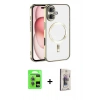 MARSİLYAN™- iPhone 17 Kılıf Nova Işık Özel Seri - Siyah Bilvis 3D Cam Ekran Koruyucu + Raze Metal Kamera Lens - AKMI