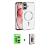 MARSİLYAN™- iPhone 17 Kılıf Nova Işık Özel Seri - Siyah Bilvis 3D Cam Ekran Koruyucu + Raze Metal Kamera Lens - AKMR