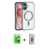 MARSİLYAN™- iPhone 17 Kılıf Nova Işık Özel Seri - Siyah Bilvis 3D Cam Ekran Koruyucu + Raze Metal Kamera Lens - GS