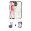 MARSİLYAN™- iPhone 17 Kılıf Nova Işık Özel Seri - Siyah Bilvis 5in1 3D Magic Cam Ekran Koruyucu + Bilvis Titan Kamera Lens - AKMI