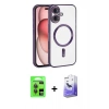 MARSİLYAN™- iPhone 17 Kılıf Nova Işık Özel Seri - Siyah Bilvis 5in1 5D Magic Hayalet Cam Ekran Koruyucu + Raze Metal Kamera Lens - GI