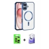 MARSİLYAN™- iPhone 17 Kılıf Nova Işık Özel Seri - Siyah Bilvis 5in1 5D Magic Hayalet Cam Ekran Koruyucu + Raze Metal Kamera Lens - GI