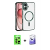 MARSİLYAN™- iPhone 17 Kılıf Nova Işık Özel Seri - Siyah Bilvis 5in1 5D Magic Hayalet Cam Ekran Koruyucu + Raze Metal Kamera Lens - GI