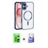 MARSİLYAN™- iPhone 17 Kılıf Nova Işık Özel Seri - Siyah Bilvis 5in1 5D Magic Hayalet Cam Ekran Koruyucu + Açık Yeşil Raze Metal Kamera Lens
